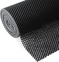 Shelf and Drawer Liner, Non-Adhesive Non Slip and Grip Durable Clean Pad Full Size 17.7 Inches x 20 Feet for Drawers, Shelves, Cabinets, Storage, Kitchen, Desks, Kitchenware, Tableware, Black by Iwtmm