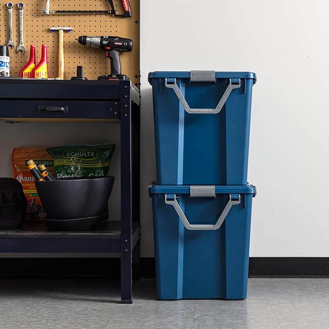 IRIS USA WeatherPro 103 Qt Eco-Friendly Storage Bins with Lids, 2 Pack, BPA-Free Plastic Gasket Box with Tight Latch and Seal, Stackable Nestable Tote Tub - Navy - Image 6