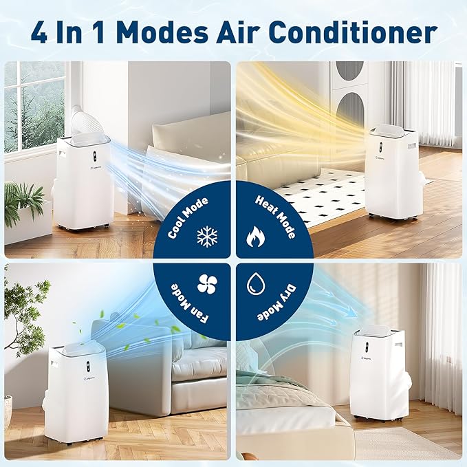 14,000 BTU Portable Air Conditioners Cool Up to 700 Sq.Ft, Portable AC Unit with WiFi & Remote/Sleep Mode/Auto Swing Fans, Cool, Heat, Dehumidifier & Fan 4 in 1 Air Conditioner for Room, Garage - Image 3