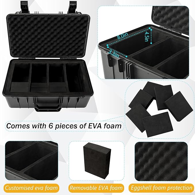 Graded Card Case - Storage Box for 120+ CSG, BGS, SGC, Top Loaders Graded Sports Trading Cards with 6 EVA Foam - Image 4