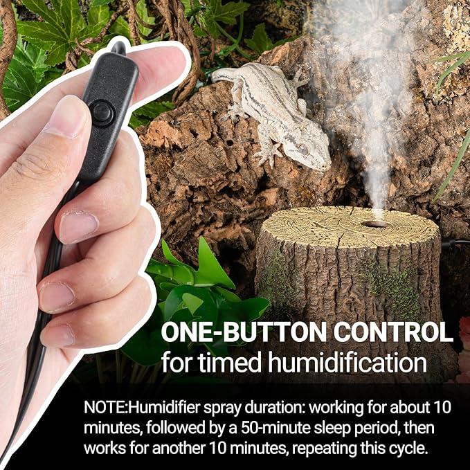 REPTIZOO Reptile Humidifier Fogger, Tree Trunk Humidifier with Top Mist Outlet, 1000ml Detachable Terrarium Humidifier Reptile Misting System Terrarium Decoration - Image 6