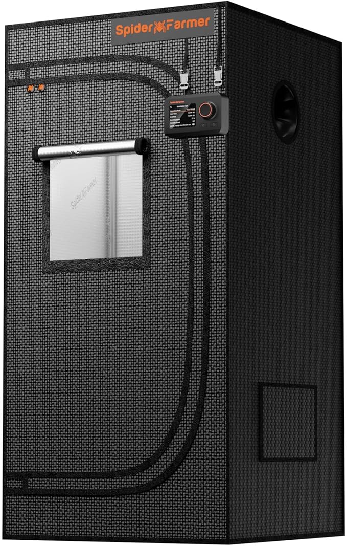 Spider Farmer 2x2 Grow Tent 2025 New, 24"x24"x48", with Hook for Controller, View Window, Side Buckle for Door, 1680D Thicken Mylar Canvas for Indoor Hydroponic Growing for SF1000, SE1500, G1500 by SpiderFarmer