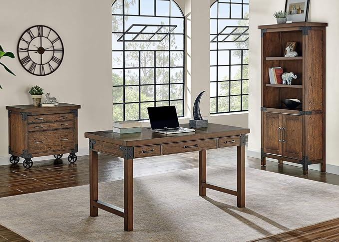 Martin Furniture Addison Rustic Bookcase with Doors, Office Shelving, Storage Cabinet, Brown (IMAD3472D) - Image 2