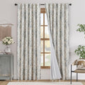 jinchan Blackout Linen Blend Curtain Gray Floral Blackout Curtains for Living Room 90 Inch Length Grey Printed with Lined Blackout Curtain for Bedroom Farmhouse Curtains Set 2 Panels by JINCHAN