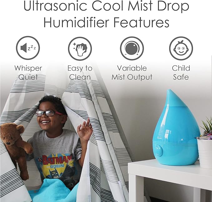 Crane Ultrasonic Cool Mist Humidifier for Bedroom, Baby Nursery, Kids Room, Plants, or Office, Large 1 Gallon Tank, Filter Optional, Aqua - Image 2