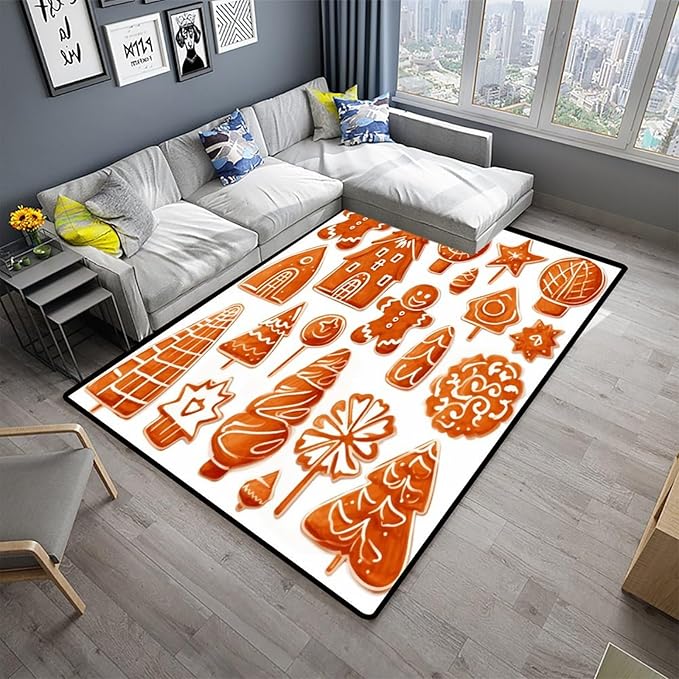 Broadloom, Cartoon Christmas Decor, Printing Patterns, Moisture Barrier Area Rugs, Fade Resistant, Flame Resistant, Quick Dry, Stain Resistant, Waterproof Floor Carpet for Living Room, 78 x 120 Inch - Image 2