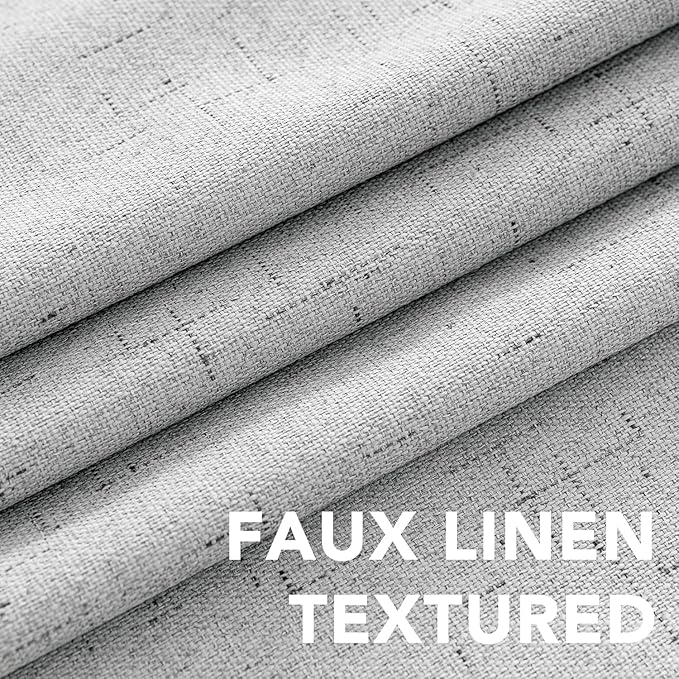 H.VERSAILTEX Linen Curtains 100% Blackout Curtains for Bedroom 90 inch Long Full Light Blocking Nature Linen Blended Window Curtains for Living Room Nickel Grommet (2 Panels, Glacier Gray) - Image 4