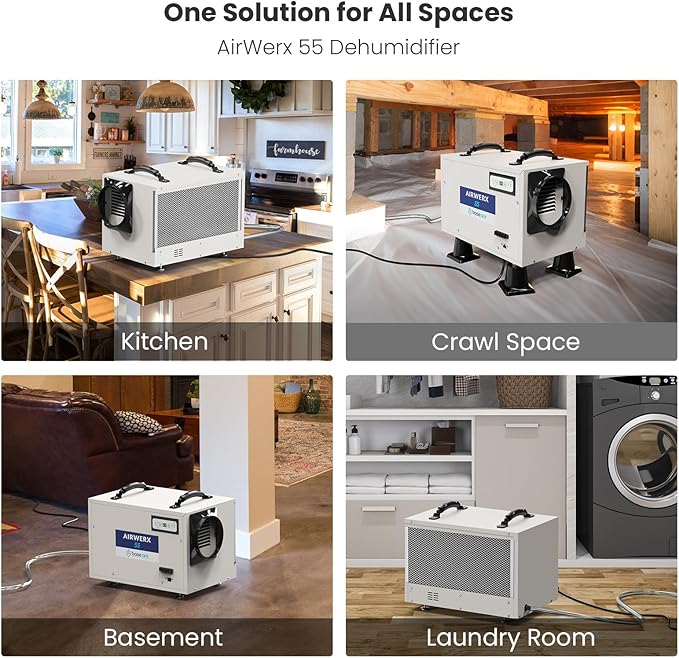 BaseAire Crawlspace Dehumidifier,113 Pints Commercial Dehumidifiers with Drain Hose for Whole House Basement, Industry, Compact, Auto Defrost, Memory Starting, Up to 1200 Sq Ft - Image 7