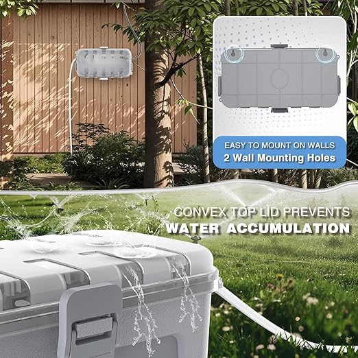 Flemoon Medium Outdoor Electrical Box Waterproof with Clear Lid, Weatherproof Extension Cord Cover for Photocell Light Sensor Timer, Power Strip, Outlet, Plug, Socket, Transparent and Gray - Image 6