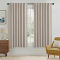 RYB HOME Natural Beige 100% Blackout Curtains 63 inch Long, Light Blacking & Thermal Insulated Curtains for Nursery/Bedroom/Kids'Room, Back Tab & Rod Pocket Window Treatment, W52 x L63, 2 Panels by RYBHOME