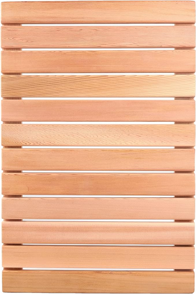 bingaai Cedar Wood Shower Mat, Cedar Wooden Bath Mats, Wood Bath Mat 23.6 × 15.7 in, Shower Stall Mat Non-Slip for Bathroom Bathtub Spa Sauna Garden Home, Wooden Floor Mat Large for Indoor and Outdoor by WhenStyleMeetsPracticality