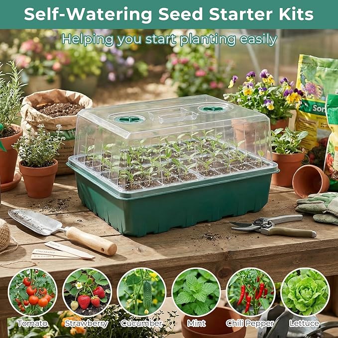 Self-Watering Seed Starter Tray 2 Packs, 96 Cells Seed Starter Kit with Humidity Vented Domes and High Lid, Germination Kit for Indoor Greenhouse Seed Starter - Image 7
