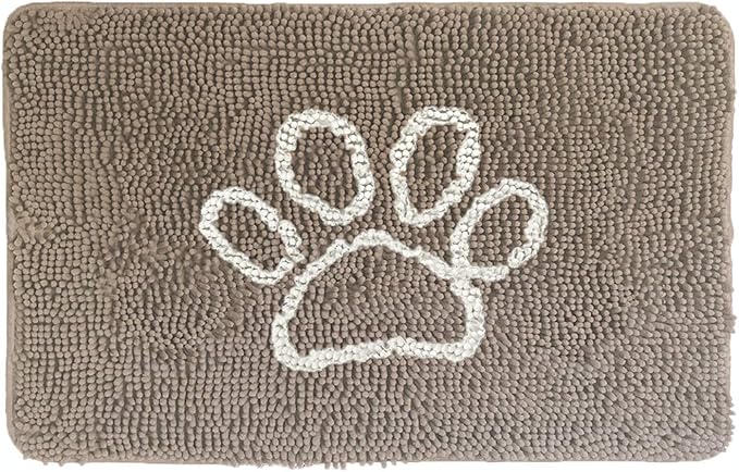 GORILLA GRIP SOAKSTOPPER Dog Door Mat, Machine Washable Rug Absorbent Doormat Captures Moisture Mud Dirt, Quick Dry Soft Chenille Entryway Rugs Indoor Entrance Mats for Dog Paws, 24x17 Beige Ivory by GorillaGrip