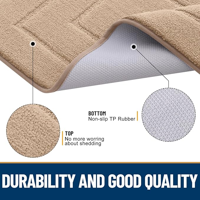 Smiry Dog Door Mat for Muddy Paws, Absorbs Moisture and Dirt, Low-Profile Entryway Mat with Non-Slip Backing, Entry Indoor Outdoor Doormat for Inside Floor (36x24 Inches, Beige, Bordered) - Image 3