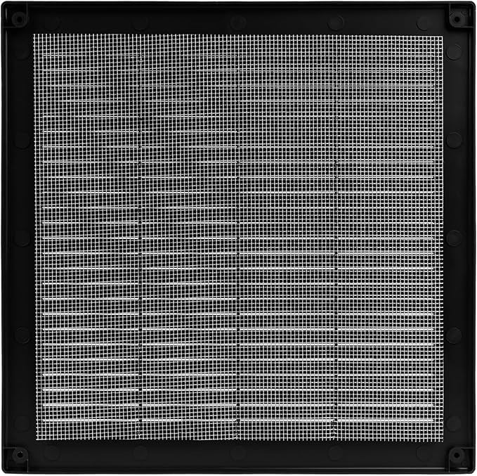 12" x 12" (Outer Size) Square Air Vent Cover – Black Plastic Vent Deflector - Screen Mesh, Surface Mount Wall Ceiling – Cold Air Return Soffit Air Vent Cover - Register Indoor Outdoor - Image 9
