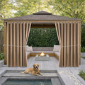 Waterproof Outdoor Curtain W105 x L108 - Grommet Top Sunlight Blocking Window Treatment Drapes Blackout Curtains for Home Bedroom Living Room Outdoor Patio Porch Pergola, Camel Brown, 2 Panels by DivaenCamino