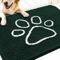 OLANLY Dog Door Mat for Muddy Paws 30x20, Paw Print Design, Absorbs Moisture and Dirt, Absorbent Non-Slip Washable Doormat, Quick Dry Chenille Mud Mat, Entry Indoor Entryway Carpet, Blackish Green by OLANLY