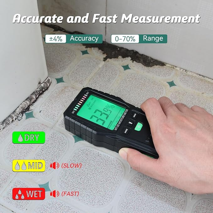 Pinless Moisture Meters Non-Invasive Digital Wood Moisture Tester Water Leak Detector for Wall,Lumber, building,Firewood,Humidity Tester - Image 4