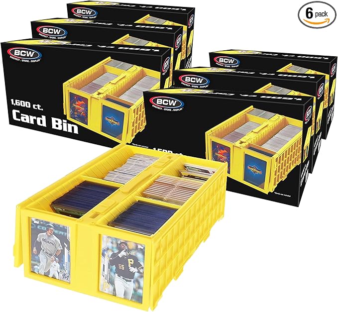 BCW Collectible Card Bin - Holds up to 1600 Cards - Yellow | Large Storage Box for Loose Trading Cards | Pokemon, MTG, and Storage Boxes - Pack of 6 by BCW