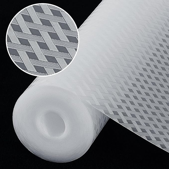 Shelf Liners, Non-Adhesive Drawer Liner, Waterproof & Oil-Proof Kitchen Cabinet Cupboard Liner Plastic EVA Material BPA Free Fridge Liner Mats Paper Protector for Shelves (Clear/16in x 240in) by Origuuds