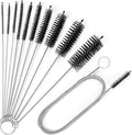 Cleaning Brushes Set, 10 Pieces 8 Inch Nylon Tube Brush + 60 Inch Flexible Long Drain Brush, Hose Pipe Brush, Suitable for Home Kitchen, Bathroom, Fish Tank, Water Pump Accessories (Black) by Ixiaoyoo
