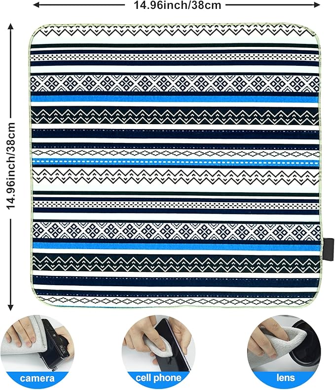 19.6 in Camera Wrap With Pouch, Lens Protective Wrap, Anti-scratch Anti-dust, Flexible Wrapper Travel Accessories for DSLR Mirrorless Lens (ETHNIC), Blue - Image 5