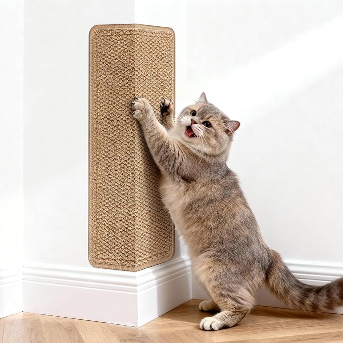 Corner Cat Scratcher | Cat Scratchers Wall Mounted with Faux Sisal & Carpet Pad, 23.6x11.8 Inch Furniture Protector for Indoor Cats to Protect Couches & Walls​ by ENONCI
