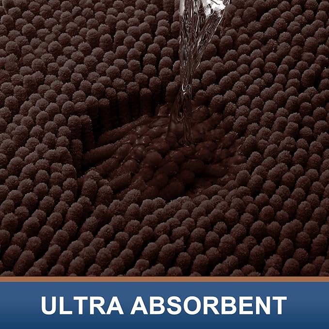 Smiry Luxury Chenille Bathroom Rugs 59x35, Extra Soft and Absorbent Shaggy Bath Mat, Machine Washable, Non-Slip Plush Carpet Runner for Tub, Shower, and Floor, Home Decor Accessories, Brown - Image 5