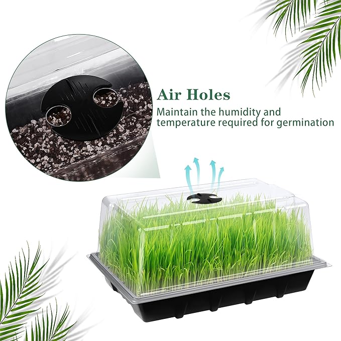 6 Packs Seed Starter Tray Kits with Humidity Dome, Plastic Germination Growing Trays with Plants Labels, Planting Tools for Seeds Growing Starting, Germination and Seedling Propagation - Image 3