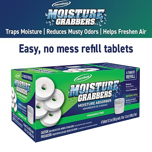 Concrobium 378489 Moisture Grabbers Moisture Absorber Refill Tablets, 4 Tablet Container - Image 3