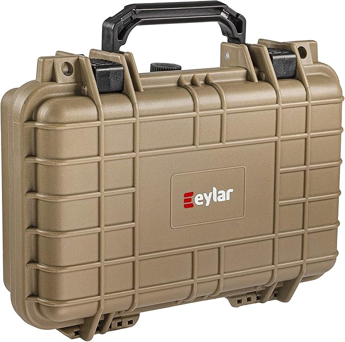 Eylar Protective Gear and Camera Hard Case Waterproof Dry Box with Foam 11.6 Inch 8.3 Inch 3.8 Inch (Tan) - Image 2