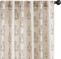 jinchan Linen Floral Curtains for Living Room 63 Inch Length Green Flower Cottage Core Farmhouse Curtains Rod Pocket Back Tab Boho Semi Sheer Window Drapes Bedroom Set 2 Panels Green on Beige by JINCHAN