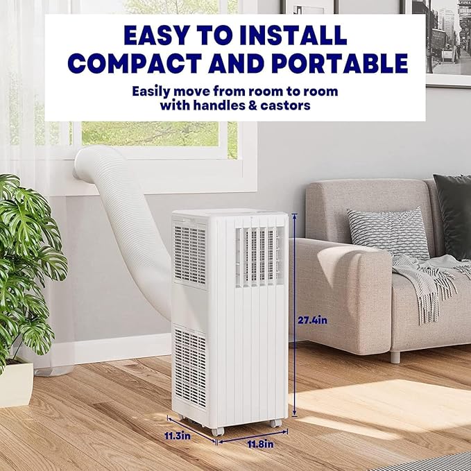 8000Btus Portable Air Conditioner with Cooling, Dehumidifier, Fan 3-IN-1 Indoor AC, 24H Timer, 2 Wind Speeds, Sleep Mode, Portable AC with Remote Control for Home Offices Garage - Image 3