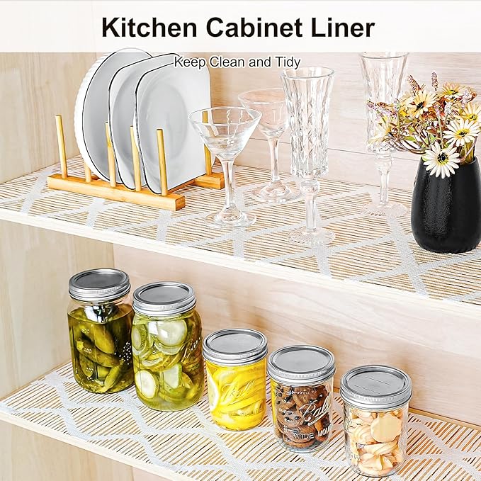 Drawer and Shelf Liner for Kitchen Cabinet,Non-Adhesive Cabinet Liner 12in x 20FT,Waterproof Shelf Paper Non-Slip Mats Cupboard Liners Contact Protect Dresser/Shelves/Table-Brown Stripes - Image 4