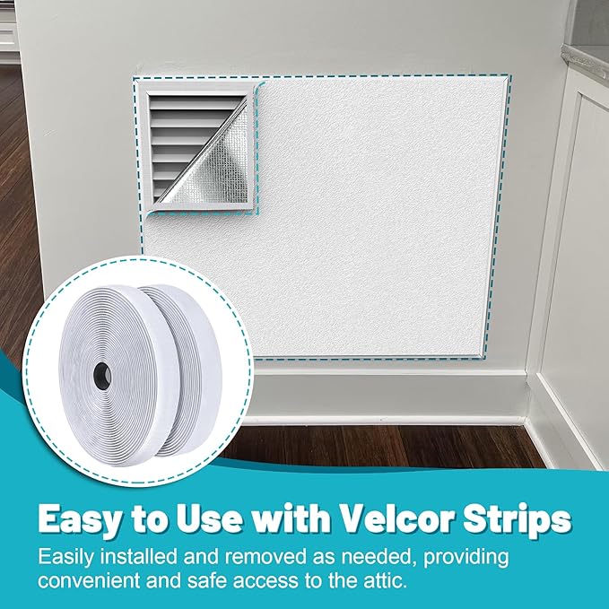 Insulation Cover for Vents, Foam Thermal Insulation with Veclro Strips, 3-Layer Whole House Fan Cover for Ceiling, Attic, RV, Garage, Reflective, Thermal Foam Cover - Image 5