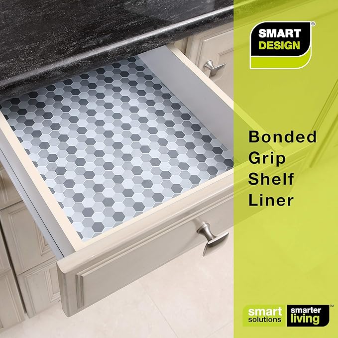 Smart Design Bonded Grip Shelf Liner - 18 Inch x 5 Feet - Non Adhesive, Strong Grip Bottom, Easy Clean Kitchen Drawer, Cabinet, Cupboard Dresser Protector Cover, Non Slip Rubber Mat - Ocean Origami - Image 7