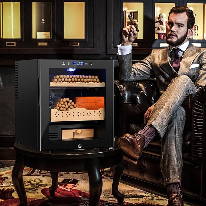 Electric Humidor for Cigars, 50L 300 Counts Large Capacity, Thermostatic Electric Cigar Cooler Cabinet with Spanish Cedar Wood Shelves, Digital LED Screen, Smart Humidity & Temp Control, Gifts for Men - Image 7