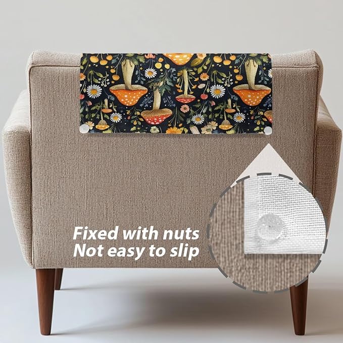 Headrest Recliner Cover Mushroom Flower Washable Dust Cover for Sofa Head Rest Portable Reusable Folding Furniture Slipcover Easy to Install - Image 5