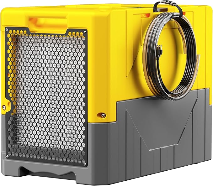 190Pints High Efficiency Commercial Dehumidifier for Basements-6000 Sq.Ft. Industrial Grade Dehumidifiers with Pump & Drain Hose for Crawl Spaces Water Damage Restoration-Yellow-1PC by BSMTEK