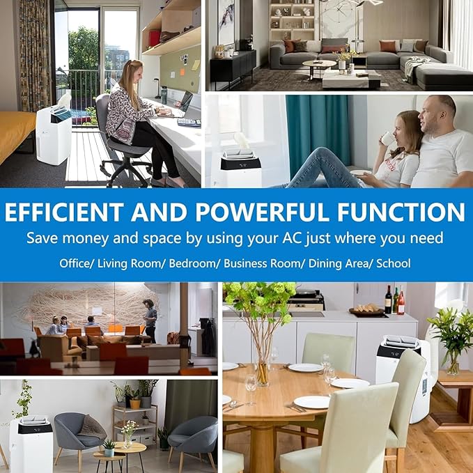 14,000 BTU Portable Air Conditioner Cools up to 750 Sq.Ft, 3-in-1 Quiet Portable AC Unit with Remote Control & Installation Kits for Large Room, 3 Speed, Auto Swing, 24H Timer - Image 5