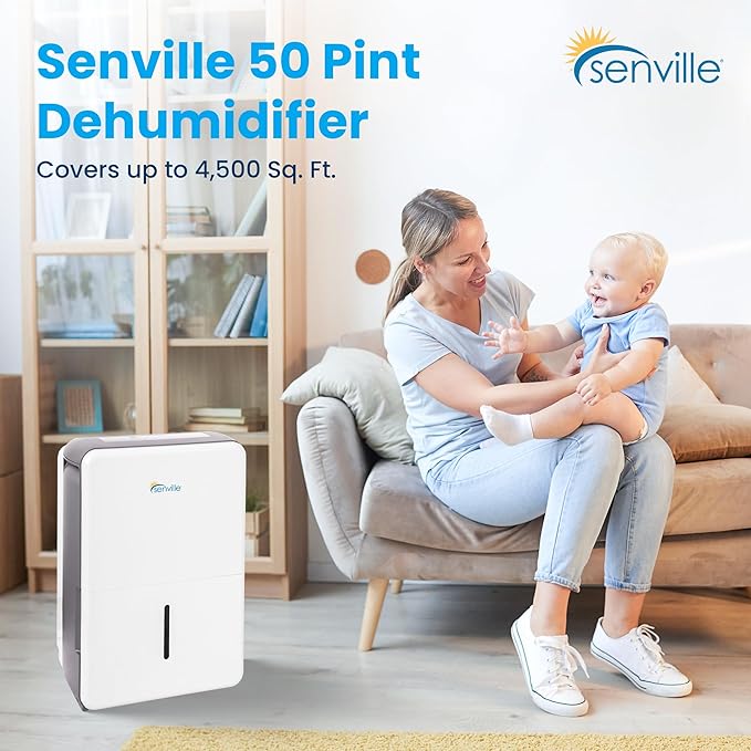 Senville 35 Pint Dehumidifier (Previously 50 Pint), Energy Star Certified, Washable Filter, Ideal for Basements, Medium & Large Sized Rooms, Up to 3,000 Sq. Ft., White - Image 2
