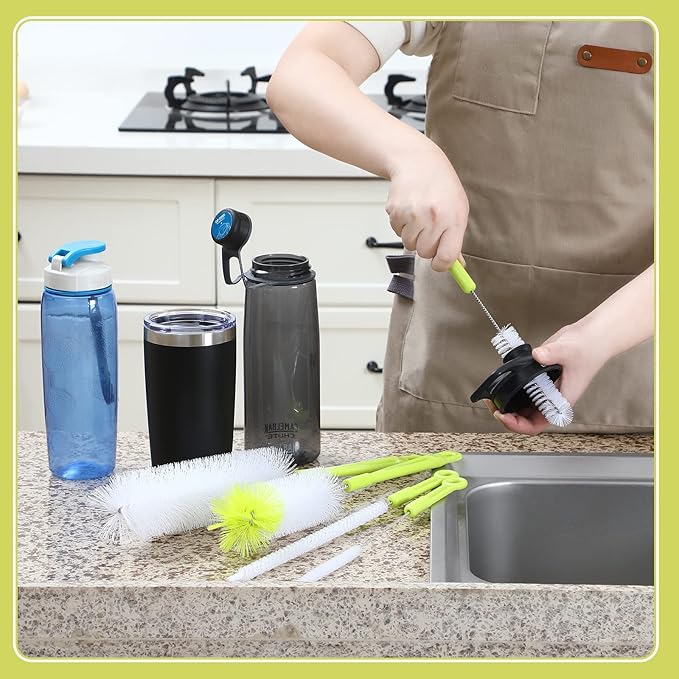 Bottle Cleaning Brush Set - Long Handle Bottle Cleaner for Washing Narrow Neck Beer Bottles, Sports Water Bottles with Straw Brush, Kettle Spout/Lid Cleaner Brushes - Image 4