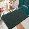OLANLY Dog Door Mat for Muddy Paws 24x16, Absorbs Moisture and Dirt, Absorbent Non-Slip Washable Doormat, Quick Dry Chenille Mud Mat, Entry Indoor Entryway Carpet for Inside Floor, Blackish Green by OLANLY