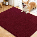 OLANLY Dog Door Mat for Muddy Paws 40x32, Absorbs Moisture and Dirt, Absorbent Non-Slip Washable Doormat, Quick Dry Chenille Mud Mat for Dogs, Entry Indoor Entryway Carpet for Inside Floor, Burgundy by OLANLY