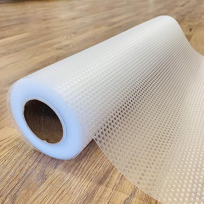 EVALAND Shelf Liners for Kitchen Cabinets Non-Adhesive 21.6" x 20 FT Clear Drawer Liner Non Slip, Washable Cabinet Liner, Waterproof Shelf Liners for Cabinets, Refrigerator Bathroom Pantry Cabinet Mat by EVALAND