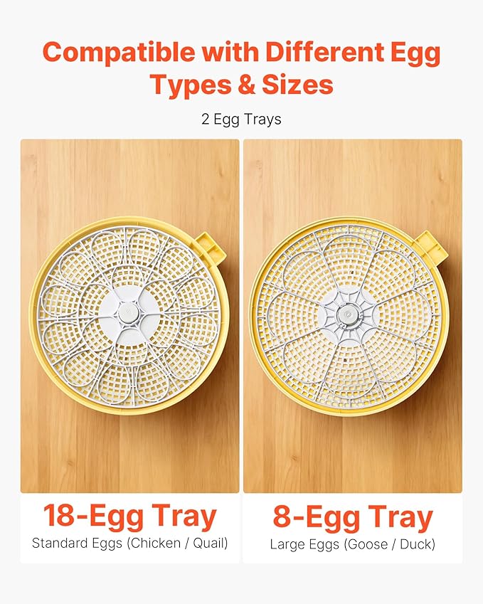 VEVOR 18 Egg Incubator, Automatic Egg Turner with LED Candler, Temperature & Humidity Control, 360° View Clear Window, Auto Water Refill, Poultry Eggs Incubators for Hatching Chicks Ducks Goose Quail - Image 6