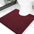 Smiry Luxury Chenille Toilet Rugs U-Shaped 20x20, Soft Absorbent Non-Slip Contour Bathroom Rugs for Toilet, Machine Washable Contoured Bath Mats, Burgundy by Smiry