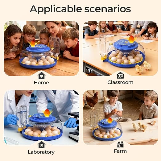 18 Egg Incubators for Hatching Eggs, 360° View with Automatic Egg Turning & Humidity Control, Built-in Egg Candler for Hatching Chicken, Duck, Goose, Quail, Ideal for Home, Classroom, Laboratory, Farm - Image 8
