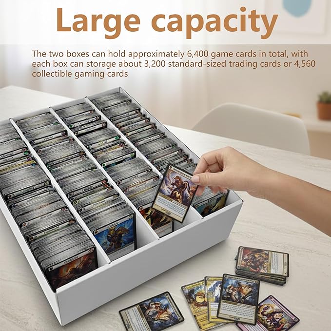 RLAVBL 2-Pack 3200 Count Trading Card Storage Box, 4 Row Cardboard Card Boxes with Dividers for Sports, MTG, TCG, Toploader - Image 4