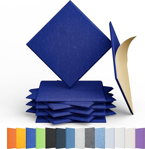 12 Pack Acoustic Panels Self Adhesive Sound Proof Foam, High Density Sound Acoustic Panel, 12X12X0.4 Inch Square Panels in Home, Office, Reccording Room, Studio,and more(Telecom Blue) by Amantech